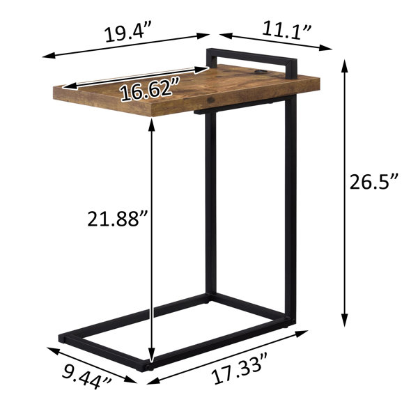 17 Stories Kolpack CShaped End Table with USB Charging Port Wayfair